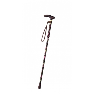 Picture of TacaoF Retractable Floral Pattern Walking Stick (Red/Black/Dark Blue)