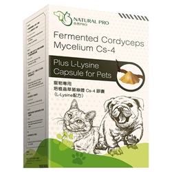 NATURAL PRO 寵物專用培植蟲草菌絲體 Cs-4 膠囊 (L-Lysine配方) 60粒