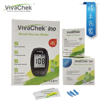 Picture of Vivachek Ino Blood Glucose Meter Kit (50 Test Strips and 100 Lancets)