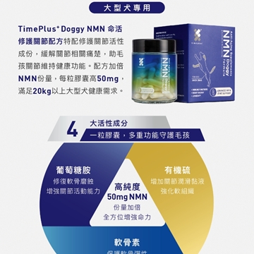 圖片 TimePlus+ Doggy 大型犬用 NMN 命活修護關節配方 Moggy NMN Longevity Formula 60粒