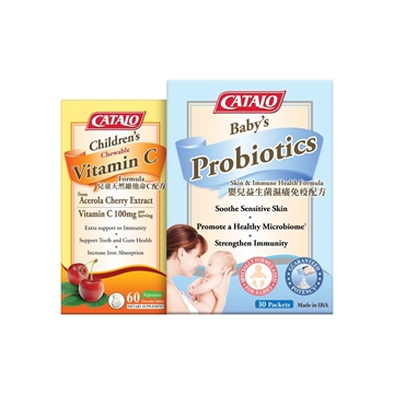 圖片 CATALO 兒童天然維他命C配方 60粒 及 嬰兒益生菌濕癢免疫配方 30包